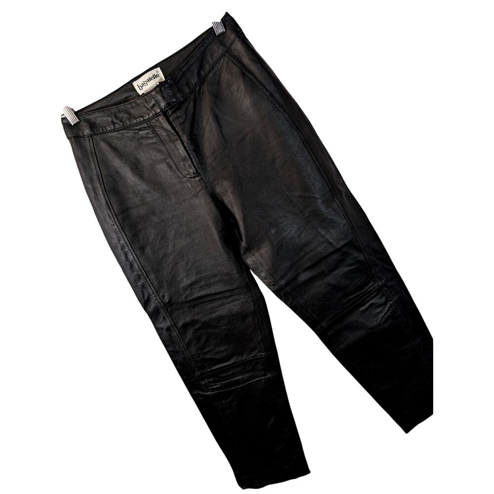 BAGATELLE! LUXE BLACK GENUINE LEATHER HIGH WAIST, SKINNY ANKLE PANTS! SZ 6P